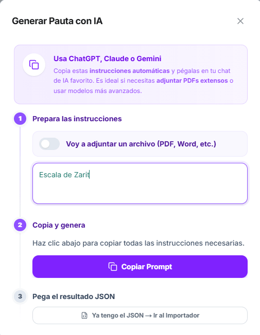 Asistente para generar pautas con IA